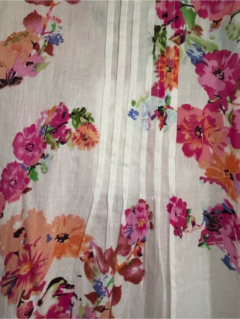 La Cera Floral Pintuck Dress with Pink & Coral Flowers - Picture 9 of 16